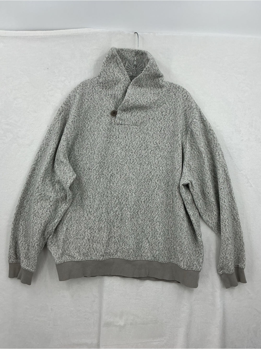 L.L. Bean Men's Light Gray Turtleneck Shawl Sweater 898